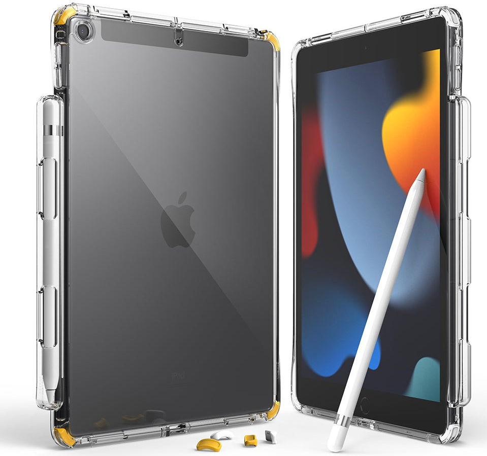 Ringke Fusion+ Apple iPad 10.2 Hoes Schokbestendig + Bumpers Geel/Wit afbeelding 1
