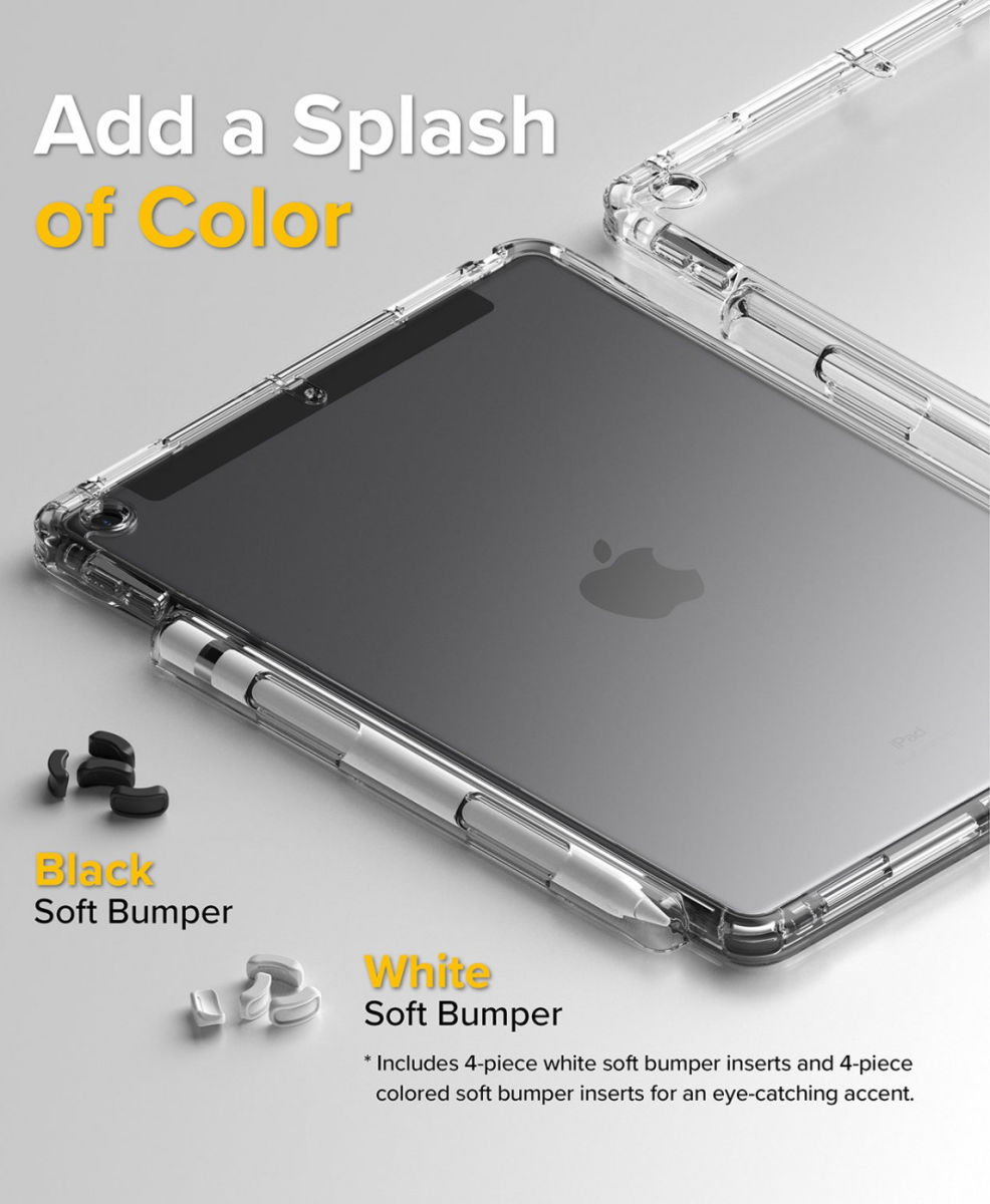 Ringke Fusion+ Apple iPad 10.2 Hoes Schokbestendig + Bumpers Geel/Wit afbeelding 5