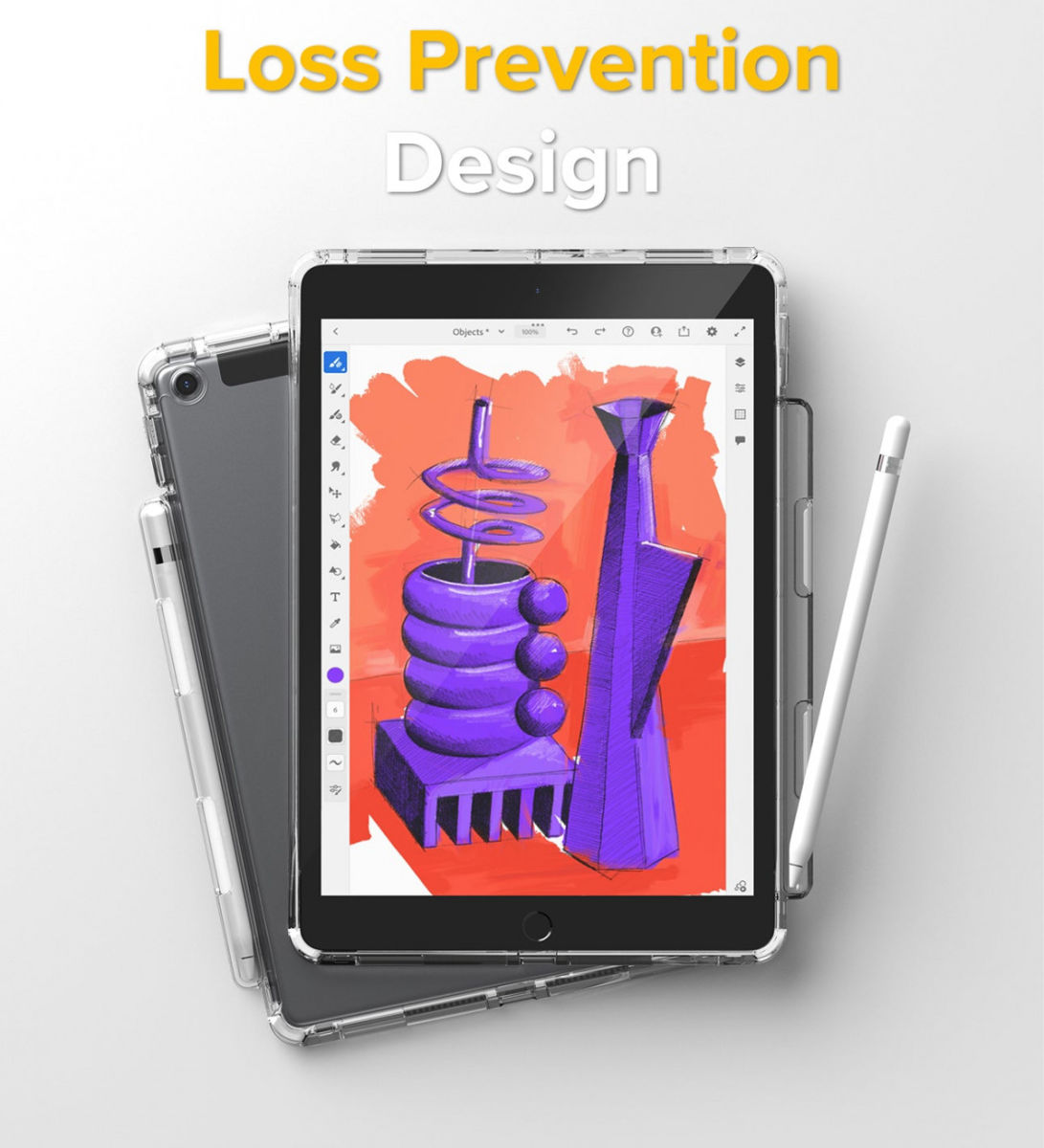 Ringke Fusion+ Apple iPad 10.2 Hoes Schokbestendig + Bumpers Geel/Wit afbeelding 7