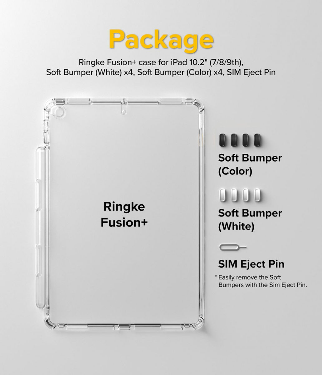 Ringke Fusion+ Apple iPad 10.2 Hoes Schokbestendig + Bumpers Geel/Wit afbeelding 10