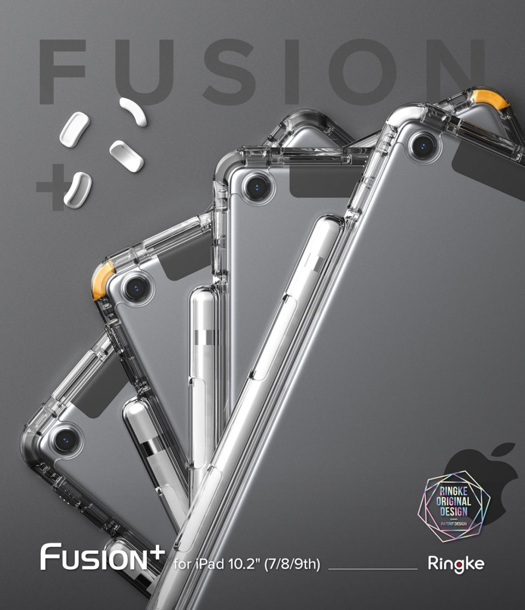 Ringke Fusion+ Apple iPad 10.2 Hoes Schokbestendig + Bumpers Geel/Wit afbeelding 11