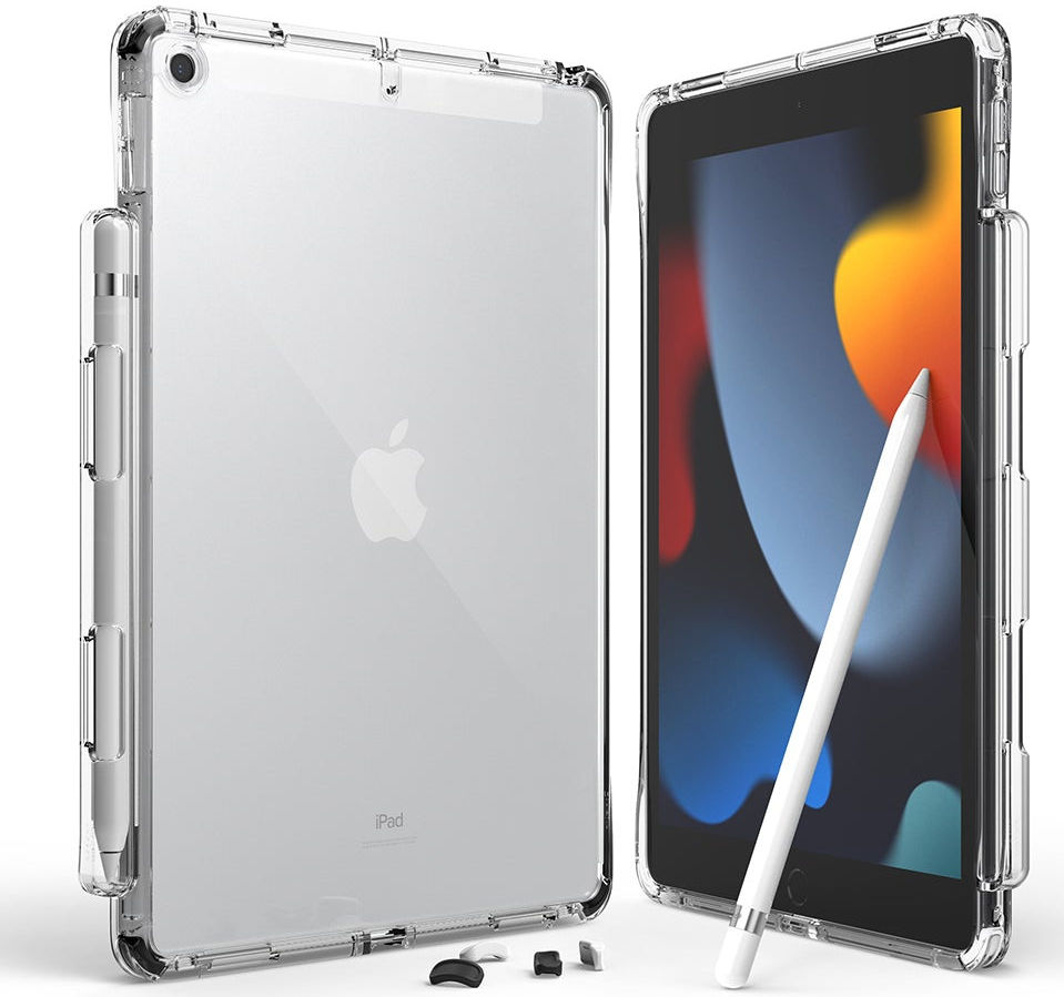 Ringke Fusion+ Apple iPad 10.2 Hoes Schokbestendig + Bumpers Wit/Zwart afbeelding 1
