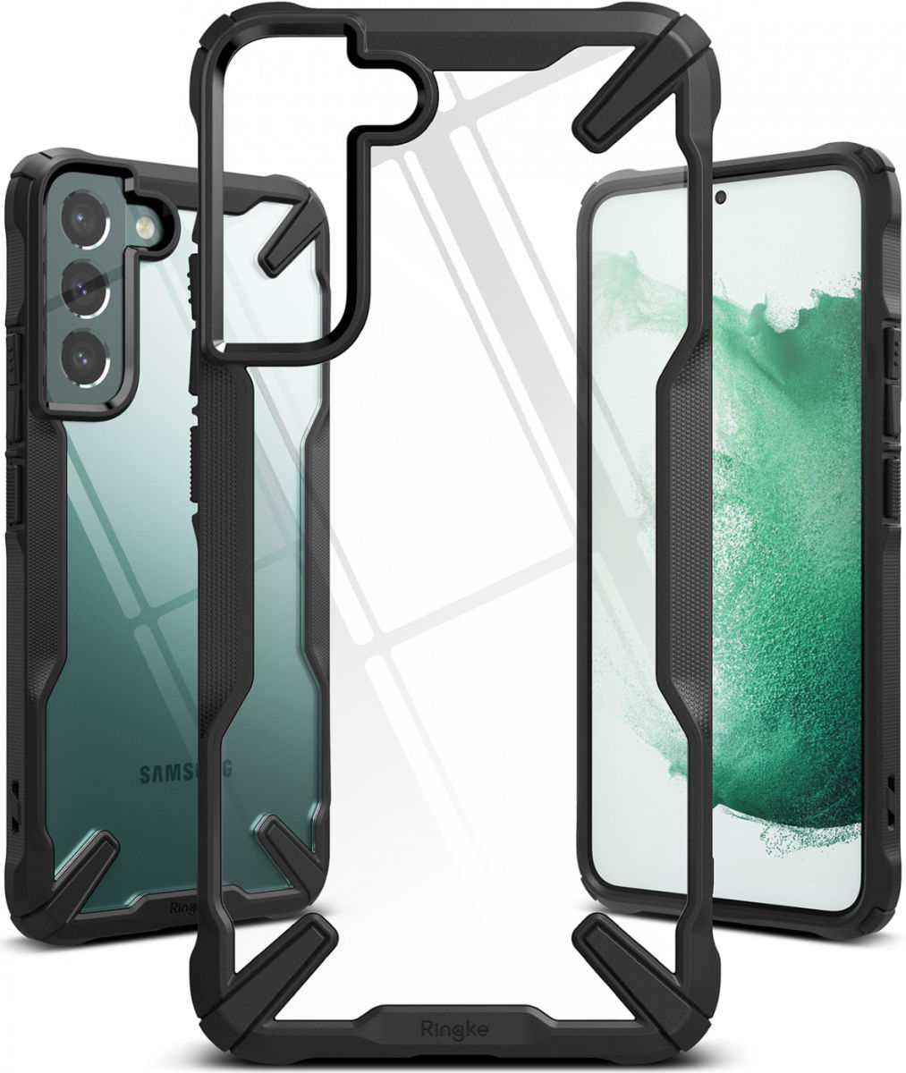 Ringke Fusion X Samsung Galaxy S22 Plus Hoesje Transparant Zwart afbeelding 2