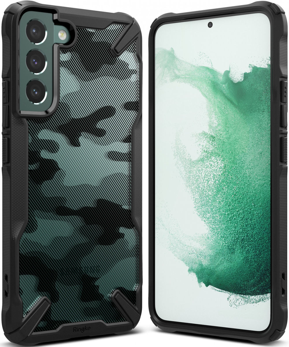 Ringke Fusion X Samsung Galaxy S22 Hoesje Back Cover Camo Zwart afbeelding 2