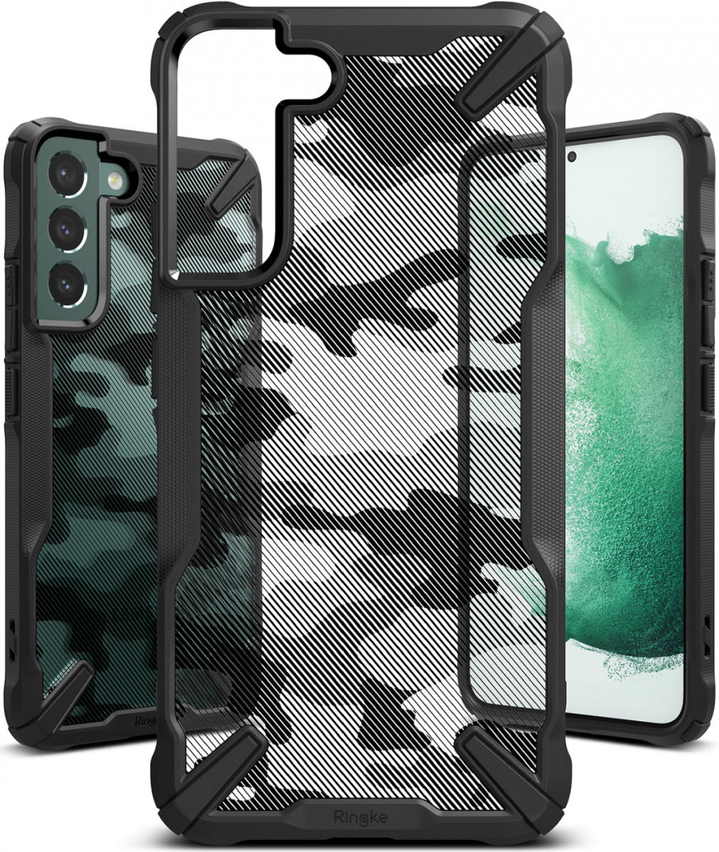 Ringke Fusion X Samsung Galaxy S22 Hoesje Back Cover Camo Zwart afbeelding 1
