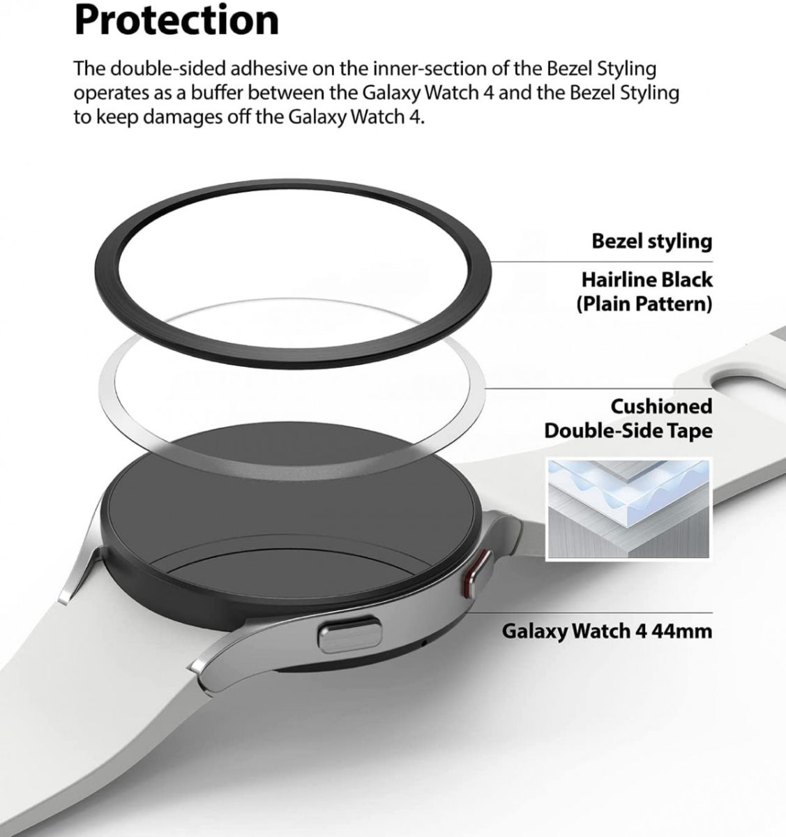 Ringke Bezel Styling - Galaxy Watch 4 44MM Randbeschermer - Zwart afbeelding 3