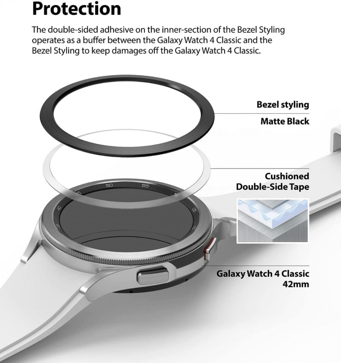 Ringke Bezel Styling Galaxy Watch 4 42MM Randbeschermer Staal Zwart afbeelding 6