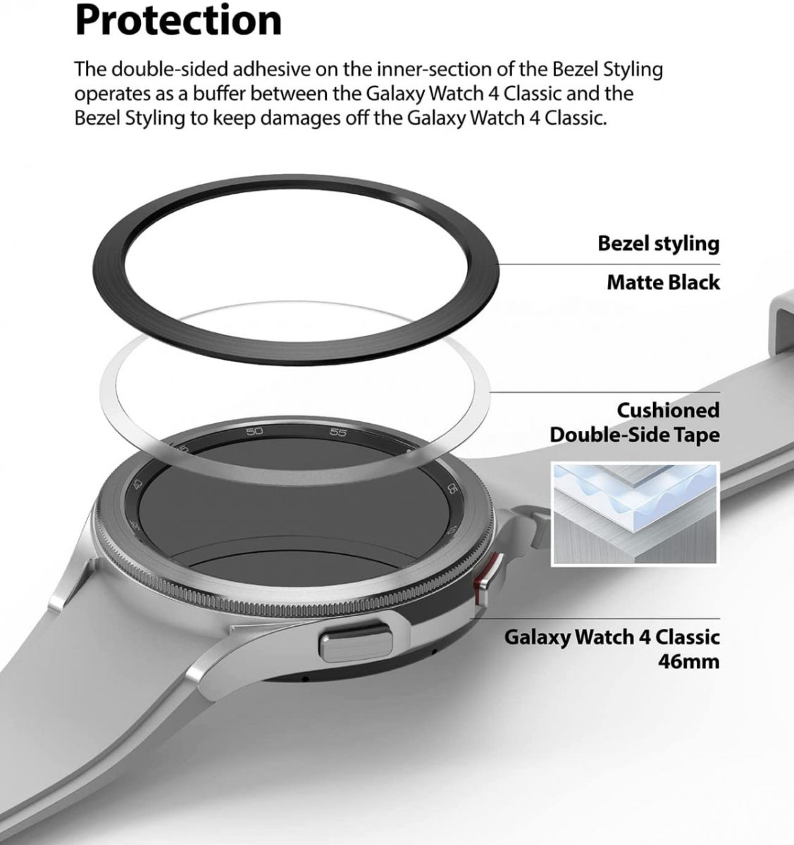 Ringke Bezel Styling - Galaxy Watch 4 46MM Randbeschermer - Zwart afbeelding 2