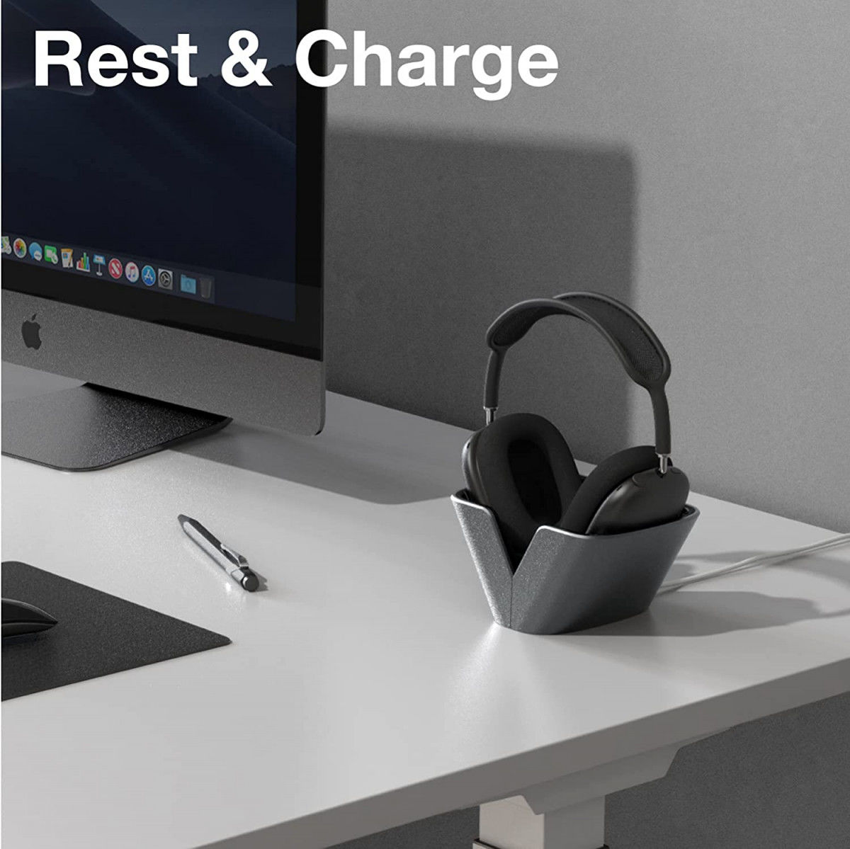 Raptic Base Headset Stand Apple AirPods Max Koptelefoon Houder Grijs afbeelding 6