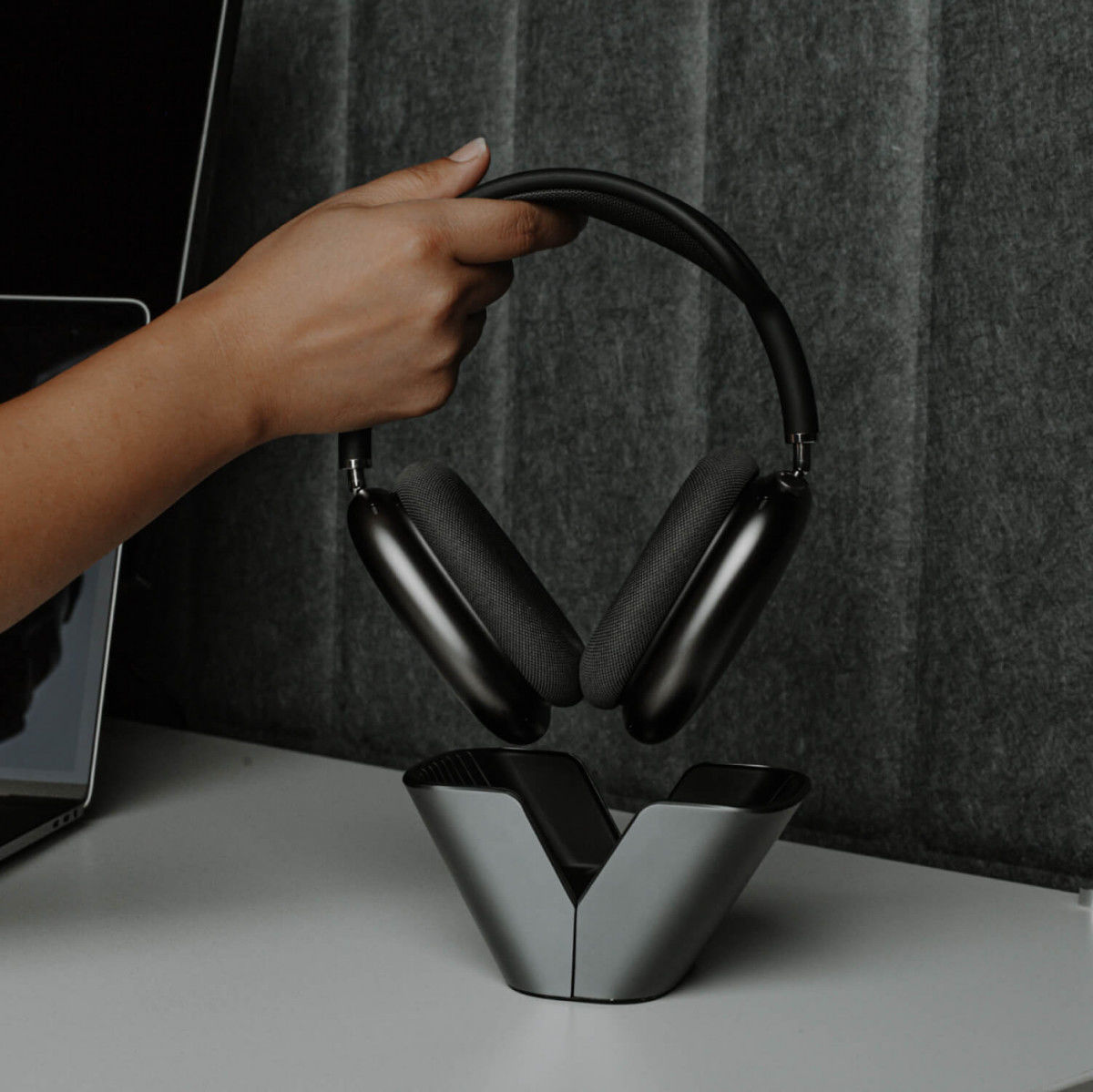 Raptic Base Headset Stand Apple AirPods Max Koptelefoon Houder Grijs afbeelding 2