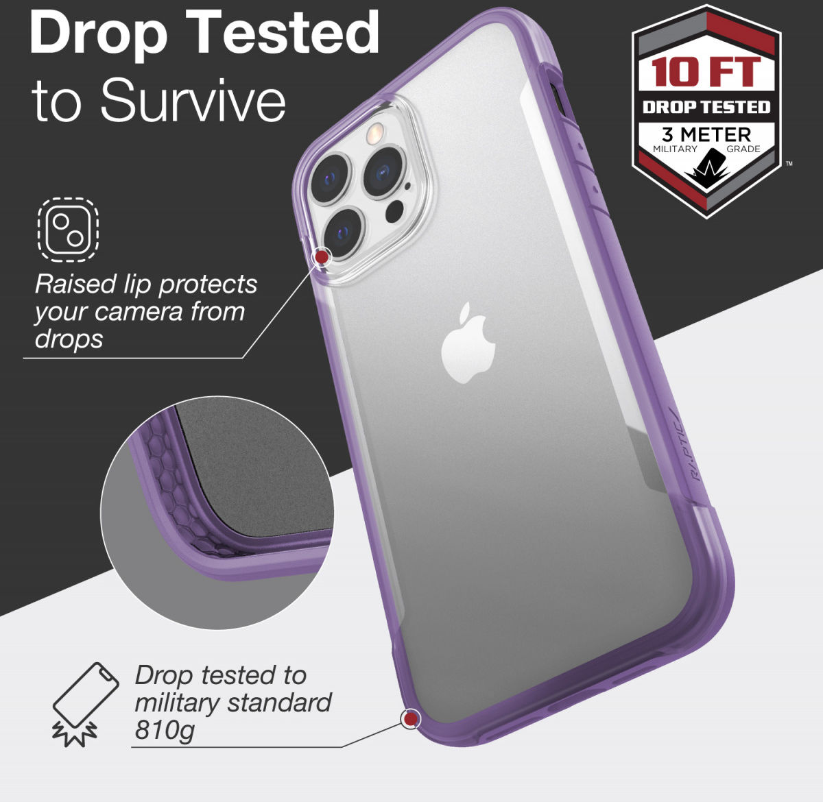 Raptic Terrain iPhone 13 Pro Max Hoesje Back Cover Transparant/Paars afbeelding 12