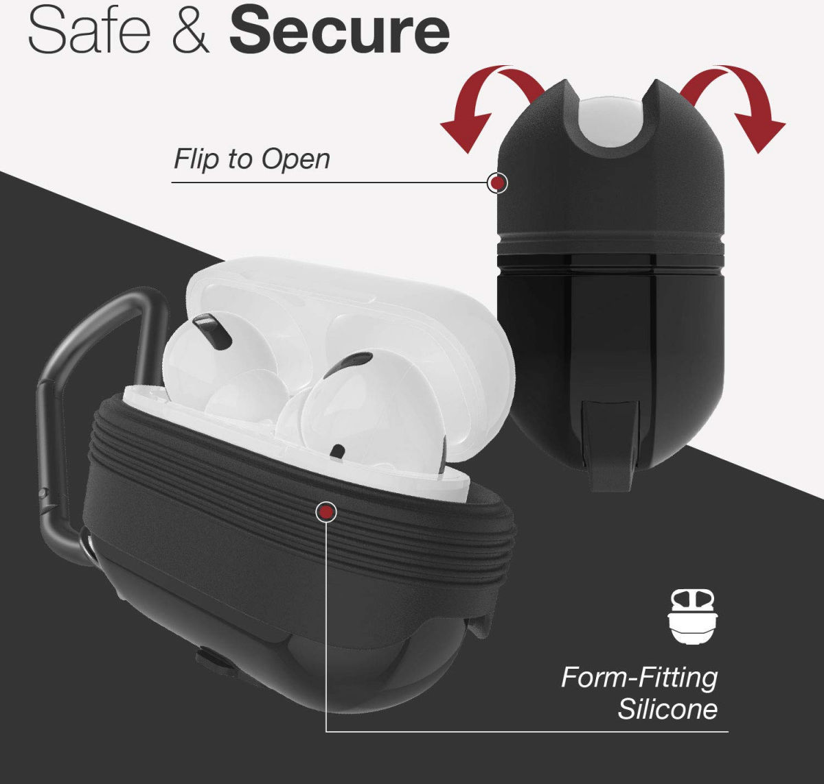 Raptic Journey AirPods Pro Hoesje Bescherm Case Zwart afbeelding 4