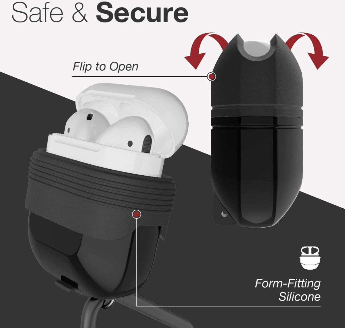 Raptic Journey AirPods Hoesje Bescherm Case Zwart afbeelding 4
