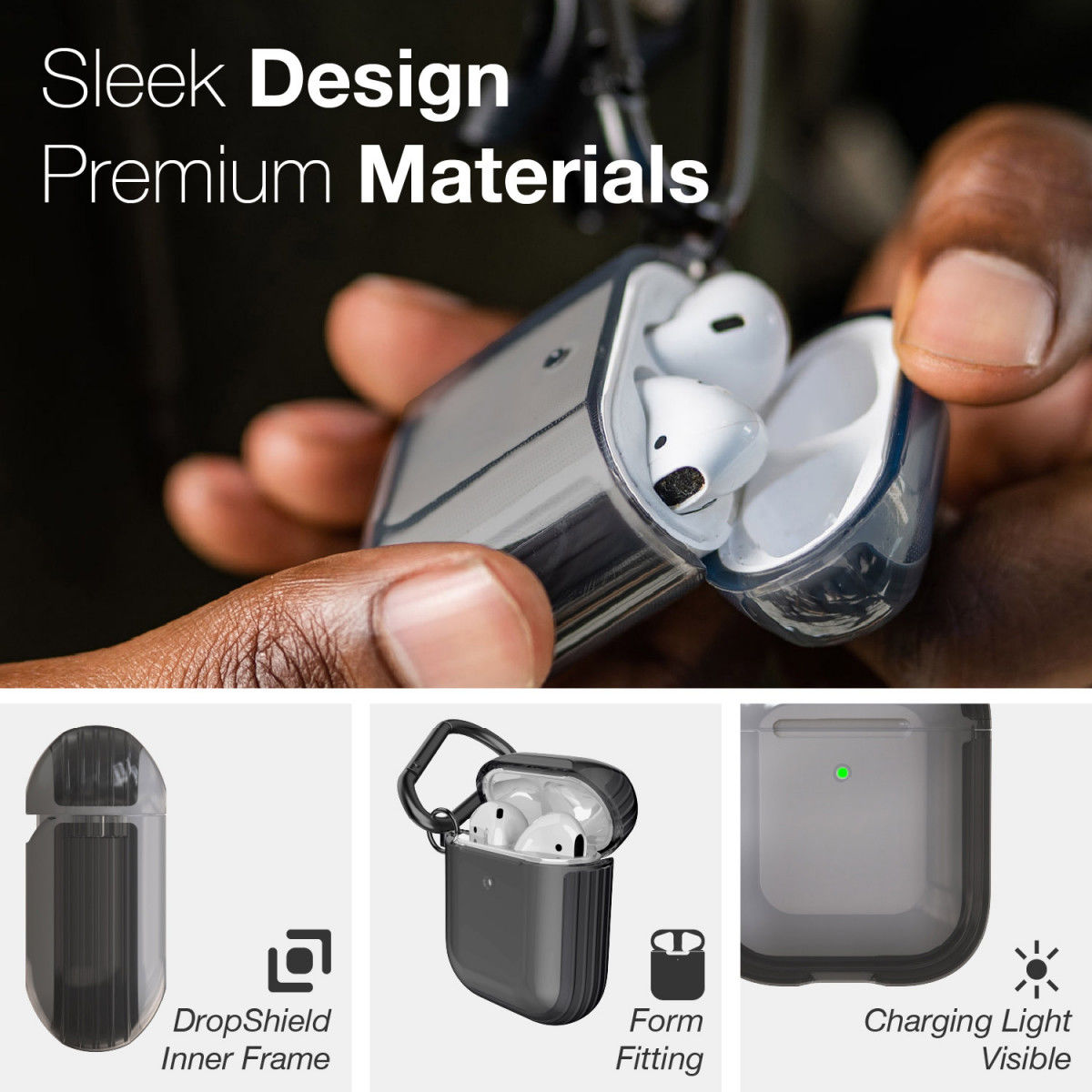 Raptic Clear Apple AirPods Hoesje Smoke Black afbeelding 6