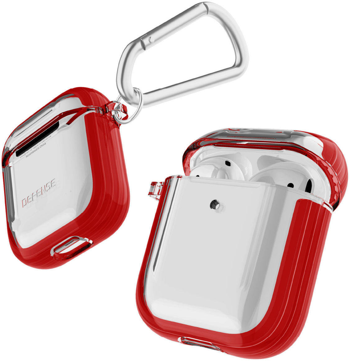 Raptic Clear Apple AirPods Hoesje Rood / Transparant afbeelding 1