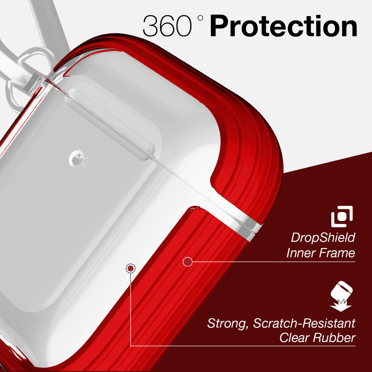Raptic Clear Apple AirPods Hoesje Rood / Transparant afbeelding 5