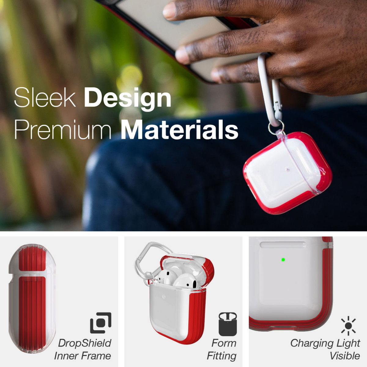 Raptic Clear Apple AirPods Hoesje Rood / Transparant afbeelding 6