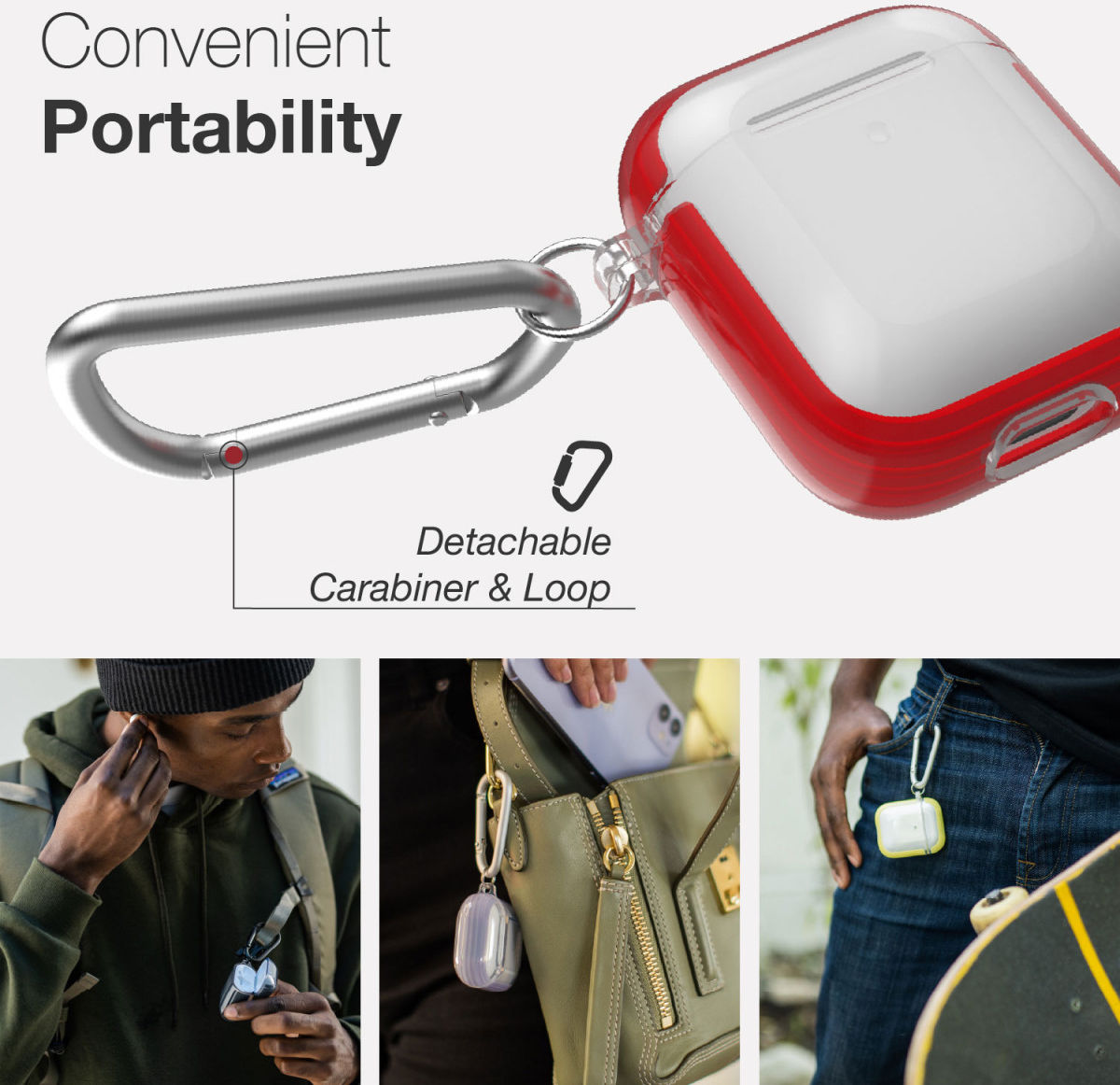 Raptic Clear Apple AirPods Hoesje Rood / Transparant afbeelding 8