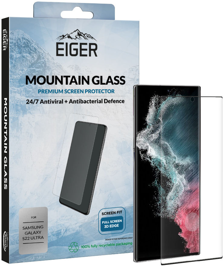 Eiger Samsung Galaxy S22 Ultra Tempered Glass 3D Fingerprint Friendly afbeelding 1
