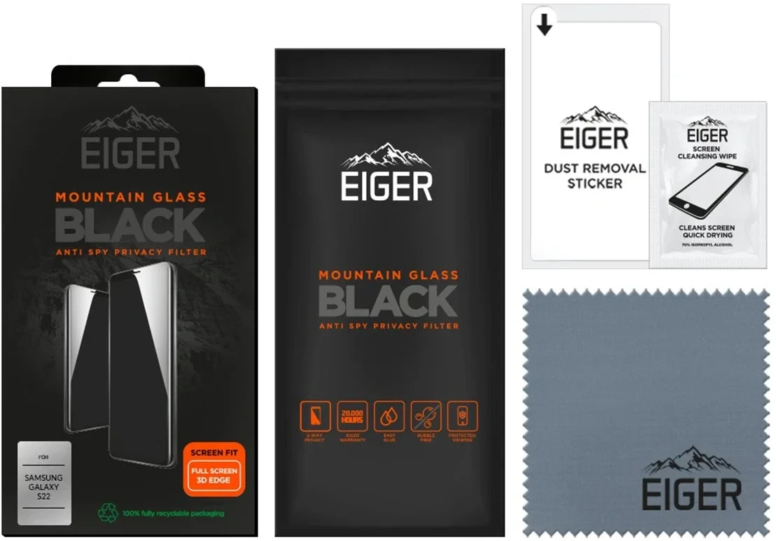 Eiger Samsung Galaxy S22 Screen Protector Privacy Tempered Glass afbeelding 3