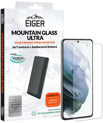 Eiger Ultra Samsung Galaxy S22 Tempered Glass Antibacterieel Plat Screen Protectors