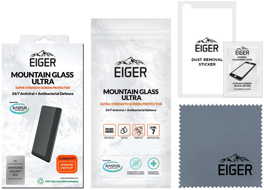 Eiger Ultra Samsung Galaxy S22 Tempered Glass Antibacterieel Plat afbeelding 4