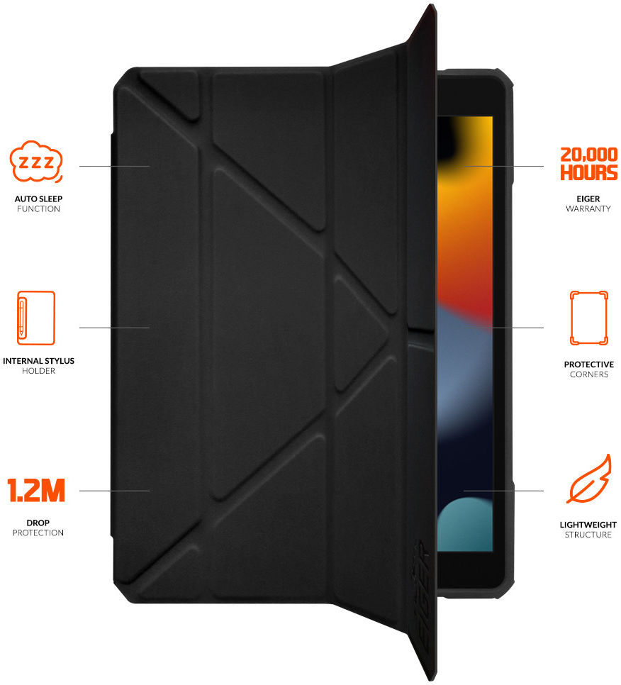 Eiger Storm 500m Apple iPad 10.2 (2019/2020/2021) Hoes Book Case Zwart afbeelding 2