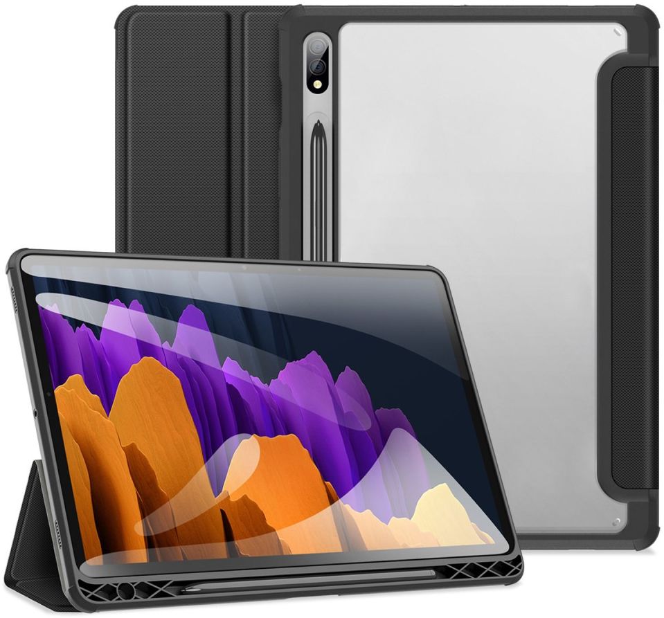 Dux Ducis Toby Samsung Galaxy Tab S7/S8 Hoes Tri-Fold Book Case Zwart afbeelding 1