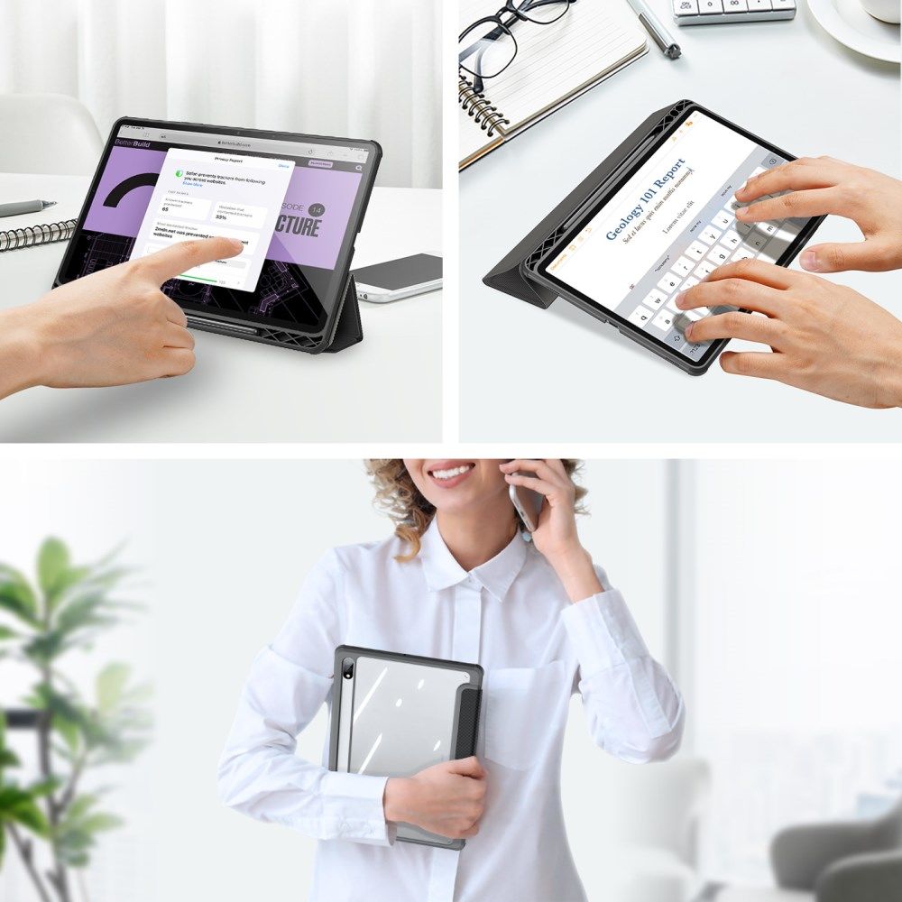 Dux Ducis Toby Samsung Galaxy Tab S7/S8 Hoes Tri-Fold Book Case Zwart afbeelding 7