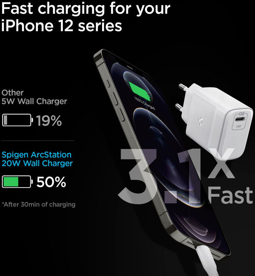 Spigen PE2011 20W Power Delivery 3.0 USB-C Snellader Wit afbeelding 4