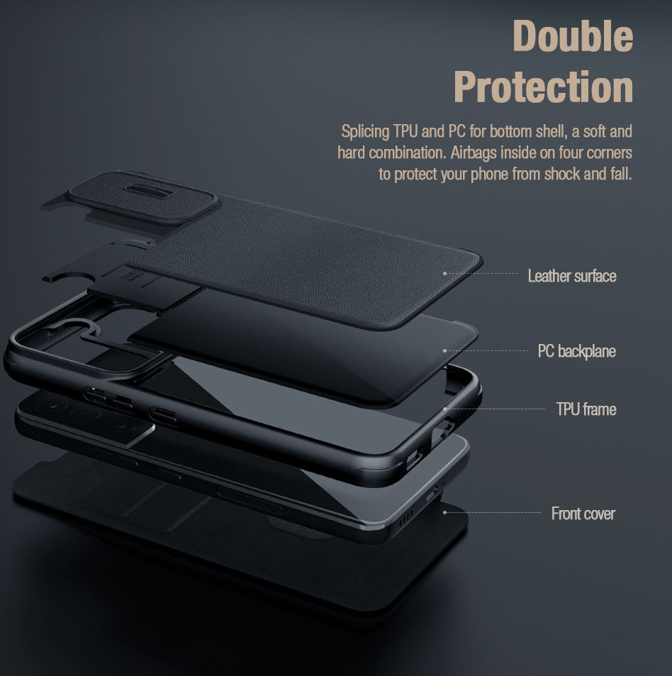 Nillkin Qin Pro Samsung Galaxy S22 Hoesje Camera Slider Groen afbeelding 7