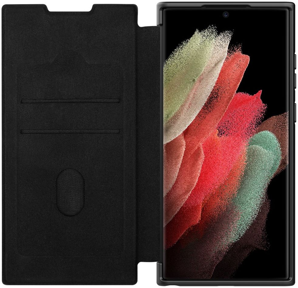 Nillkin Qin Pro Samsung Galaxy S22 Ultra Hoesje Camera Slider Zwart afbeelding 1