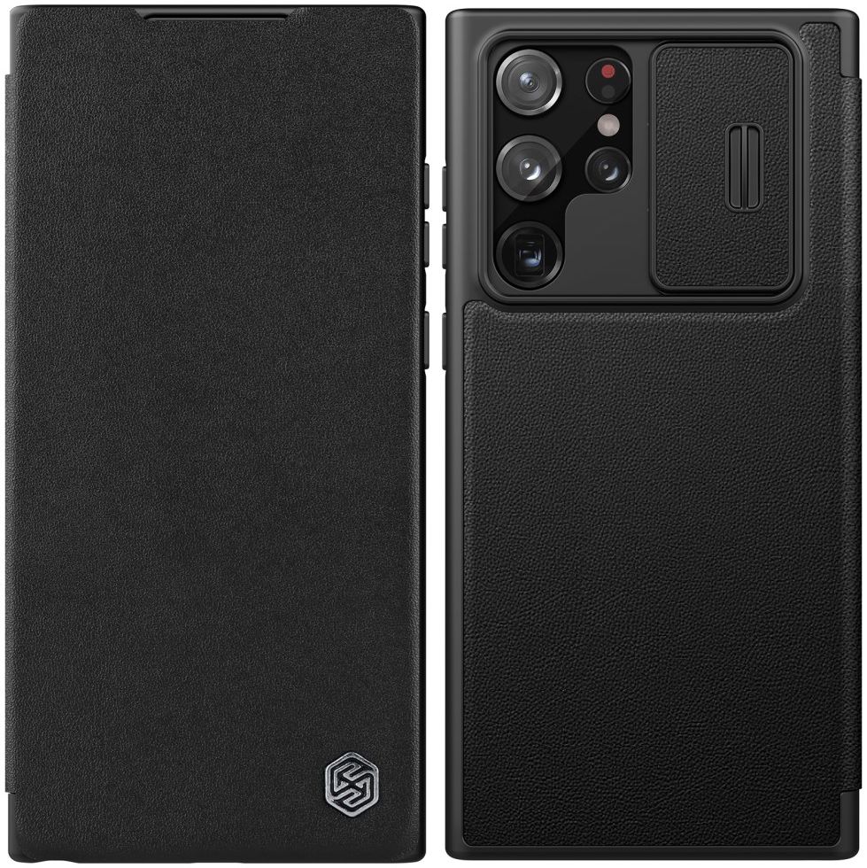 Nillkin Qin Pro Samsung Galaxy S22 Ultra Hoesje Camera Slider Zwart afbeelding 3