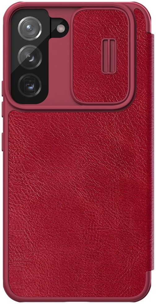 Nillkin Qin Samsung Galaxy S22 Plus Hoesje met Camera Slider Rood afbeelding 2