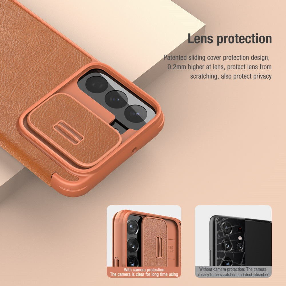 Nillkin Qin Samsung Galaxy S22 Plus Hoesje met Camera Slider Rood afbeelding 5