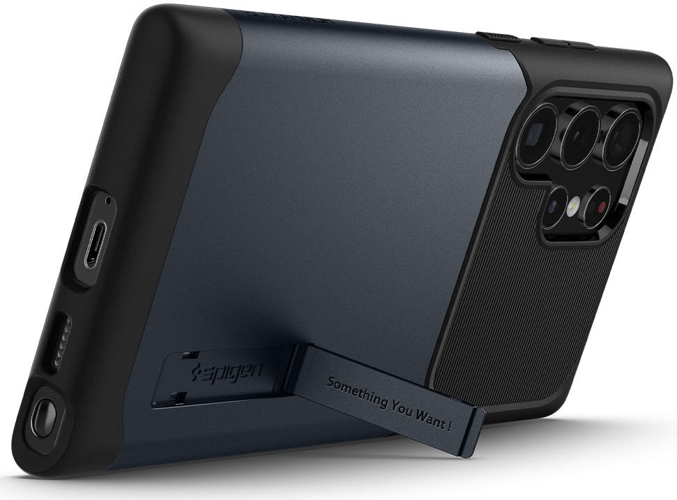 Spigen Slim Armor Samsung Galaxy S22 Ultra Hoesje Metal Slate afbeelding 2