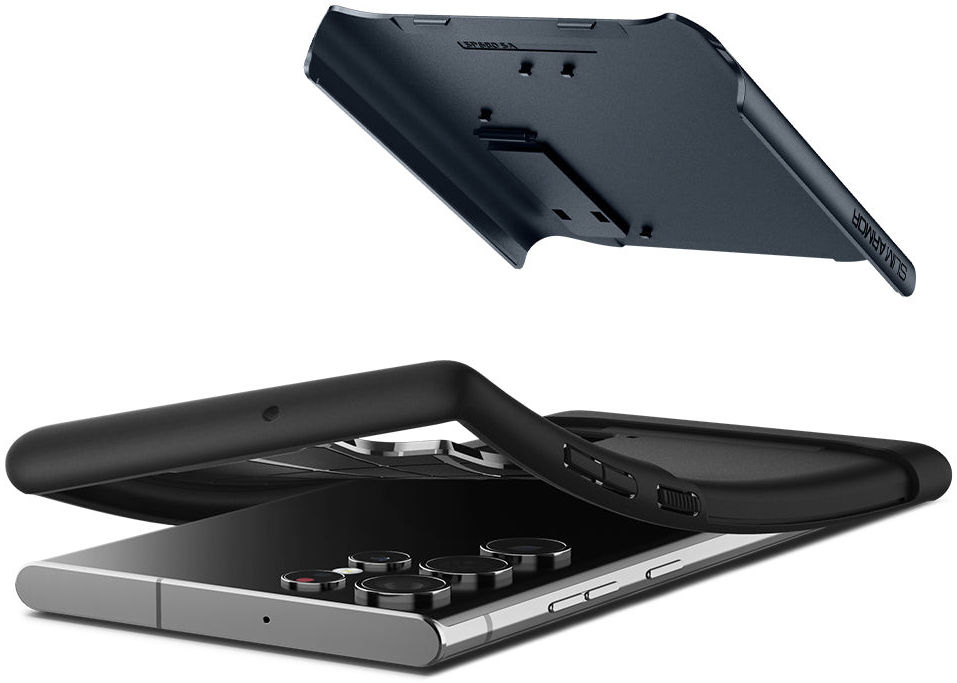 Spigen Slim Armor Samsung Galaxy S22 Ultra Hoesje Metal Slate afbeelding 5