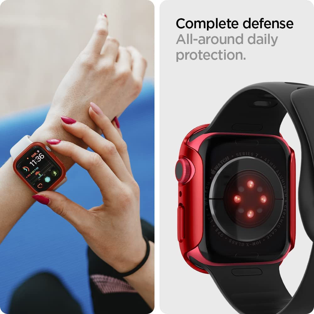 Spigen Thin Fit Apple Watch 7/8 45MM Hoesje Hard Plastic Bumper Rood afbeelding 6