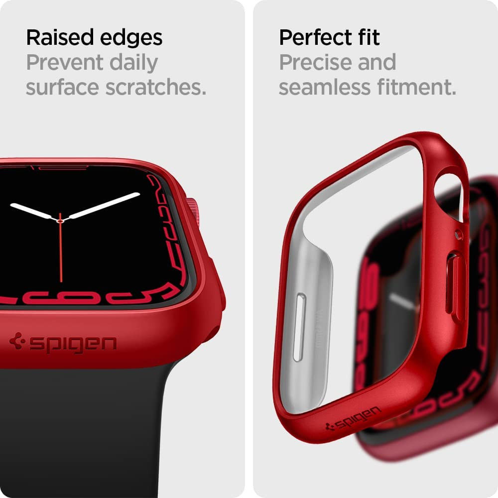 Spigen Thin Fit Apple Watch 7/8 45MM Hoesje Hard Plastic Bumper Rood afbeelding 8