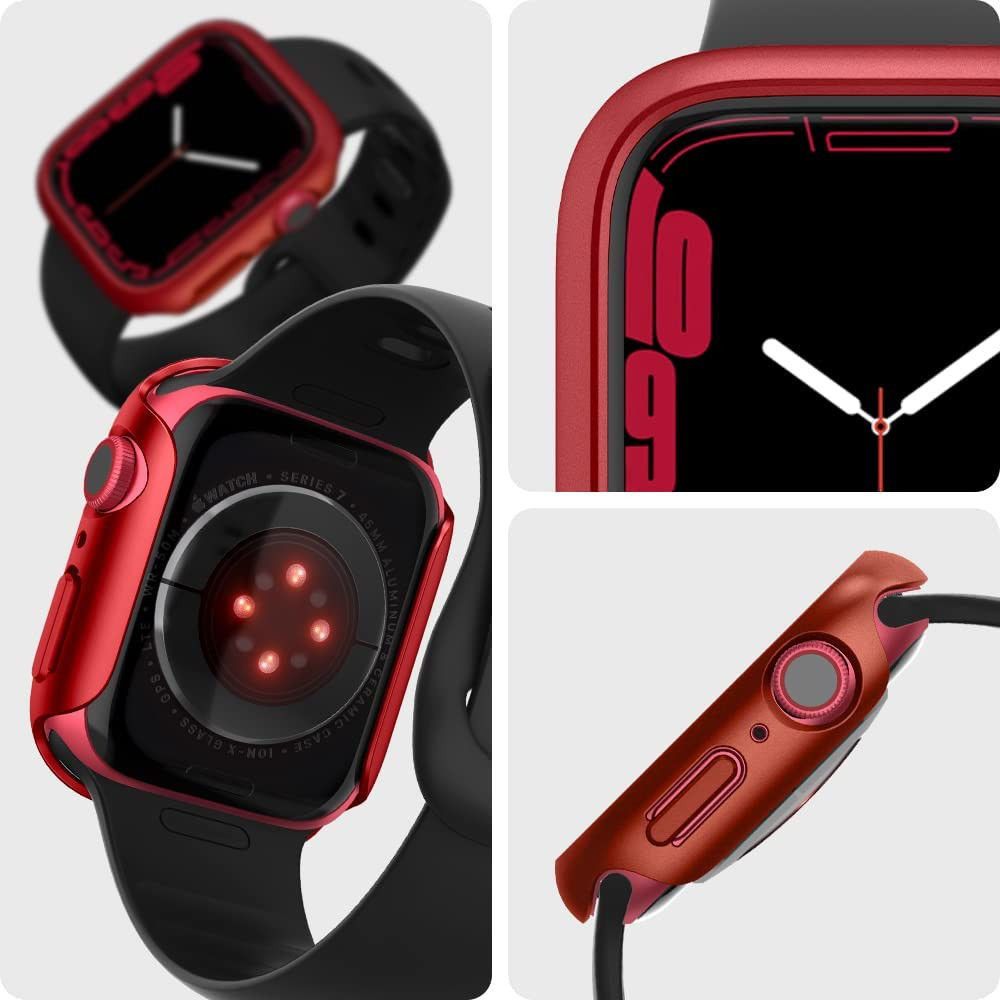 Spigen Thin Fit Apple Watch 7/8 45MM Hoesje Hard Plastic Bumper Rood afbeelding 9