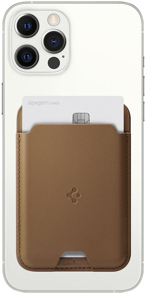 Spigen Valentinus Universele Magnetische MagSafe Kaarthouder Bruin afbeelding 1