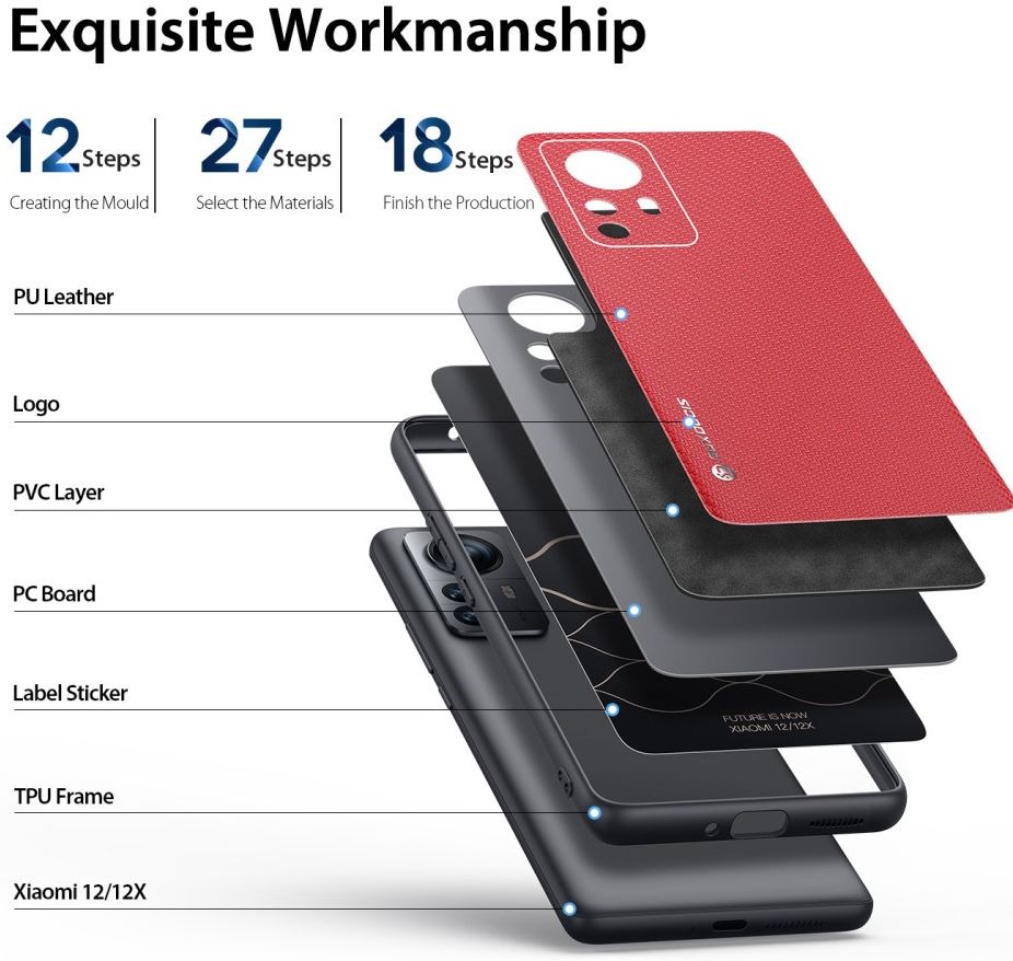 Dux Ducis Fino Series Xiaomi 12 / 12X Hoesje Back Cover Rood afbeelding 5