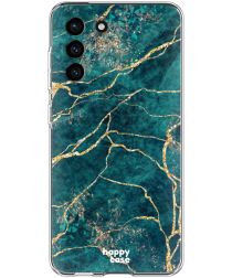 HappyCase Samsung Galaxy S21 FE Hoesje Flexibel TPU Aqua Marmer Print
