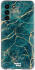 HappyCase Samsung Galaxy S21 FE Hoesje Flexibel TPU Aqua Marmer Print afbeelding 1