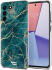 HappyCase Samsung Galaxy S21 FE Hoesje Flexibel TPU Aqua Marmer Print afbeelding 2