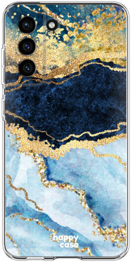 HappyCase Samsung Galaxy S21 FE Hoesje Flexibel TPU Blauw Marmer Print afbeelding 1
