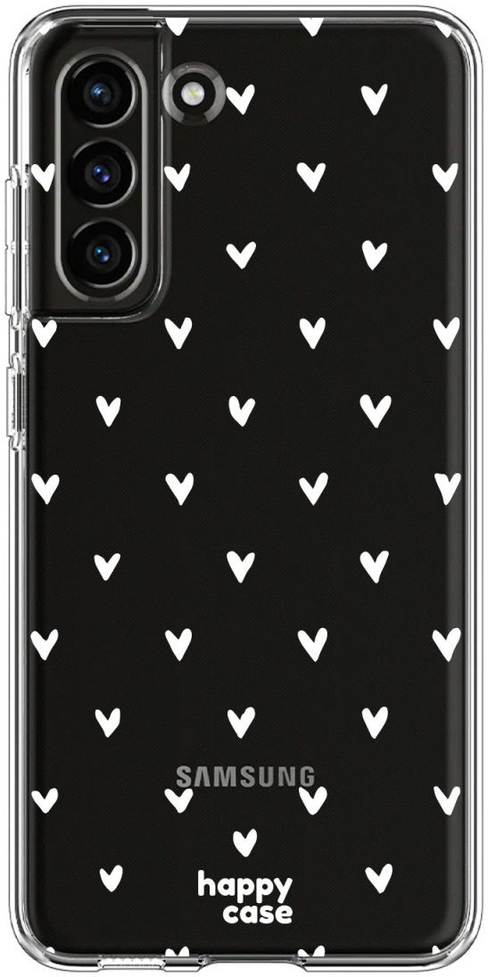 HappyCase Samsung Galaxy S21 FE Hoesje Flexibel TPU Hartjes Print afbeelding 1