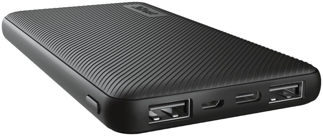 Trust Primo Eco Ultra Dunne USB-A/USB-C Powerbank 10.000 mAh Zwart afbeelding 1