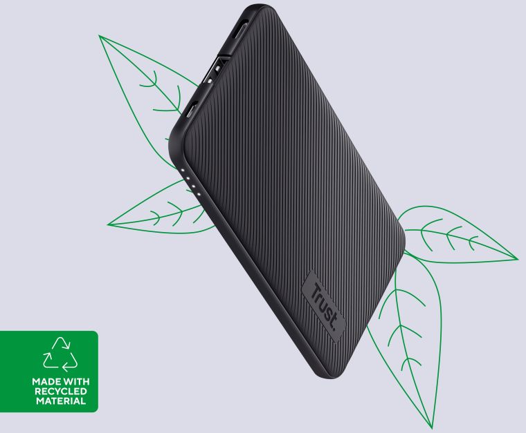 Trust Primo Eco Ultra Dunne USB-A/USB-C Powerbank 5.000 mAh Zwart afbeelding 4