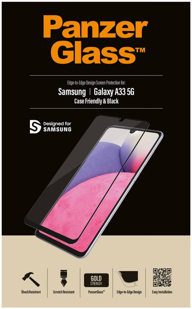 PanzerGlass Samsung Galaxy A33 Screenprotector Case Friendly Zwart afbeelding 1